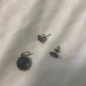 Pandora Necklace charm and earrings
